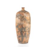 Jo Firth (Contemporary) Bottle vase raku impressed potter's seal 32cm high.