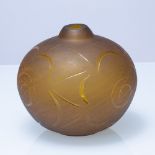 Art Deco Vase, circa 1930 frosted orange glass 23cm high.