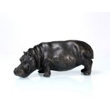 Rosalie Johnson (b.1933) Hippopotamus signed and numbered '67' bronze resin 29cm across.