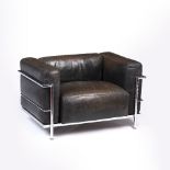 Le Corbusier (1887-1965) LC3 armchair black leather, chrome-plated tubular frame 76cm high, 99cm