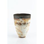 Robin Welch (1936-2019) Vessel stoneware, with textured cream glaze to the body below a dark