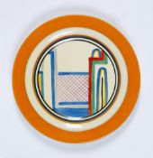 Clarice Cliff (1899-1972) Tennis pattern dish, circa 1930 Fantasque painted marks 17.6cm diameter.
