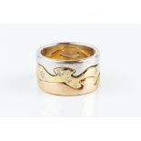 Nina Koppel for Georg Jensen Suite of 18ct gold Fusion rings comprising white and rose gold outer