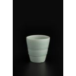 Edmund de Waal (b.1964) Beaker celadon crackled glaze with two raised ribs around the body impressed