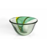 Jon F. Clark (20th Century) Bowl, 1970 clear glass with green swirls signed and dated 21cm diameter.