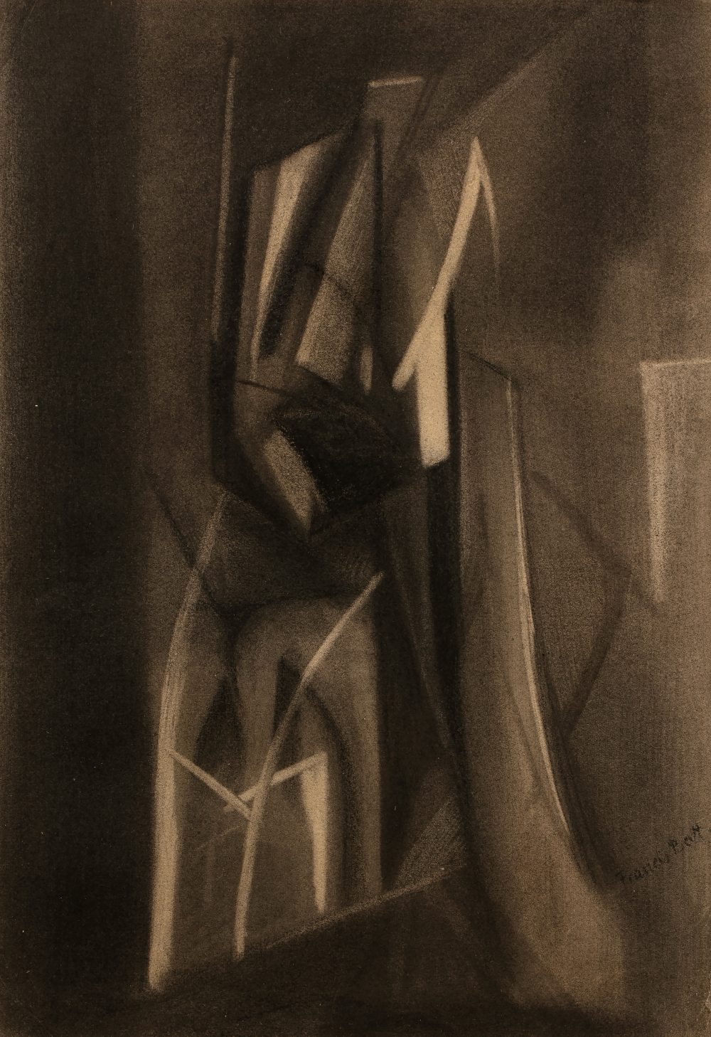 Francis Bott (1904-1998) Composition, circa 1948 signed (lower right) pencil on paper 36 x 25cm.