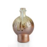 Joseph Bull (Contemporary) Moon flask, in the manner of Hans Coper running ash glaze impressed