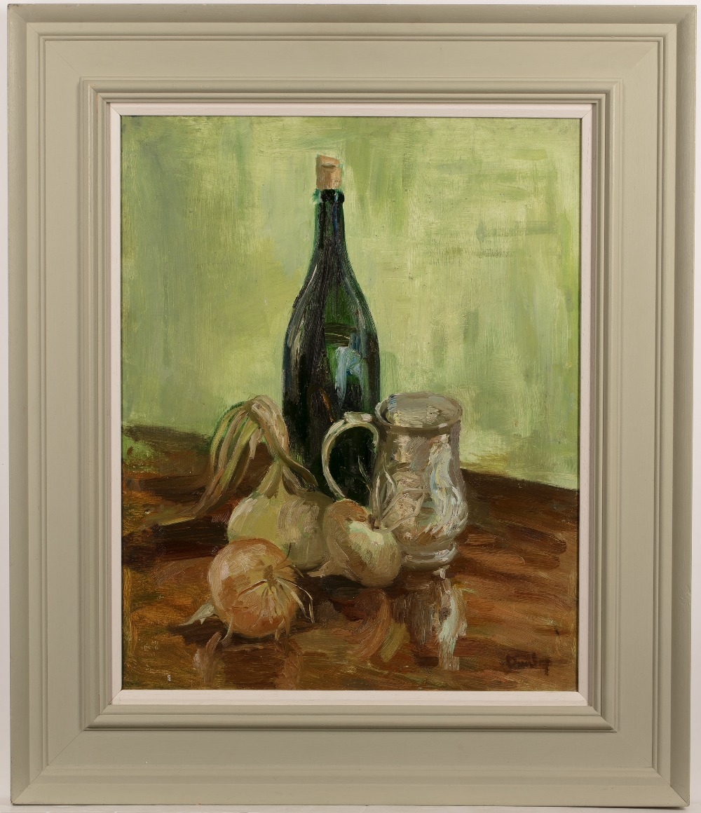 Ronald Ossory Dunlop (1894-1973) Still Life - Wine Bottle signed (lower right), titled (to label - Image 2 of 3