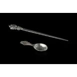 Amy Sandheim (20th Century) An Arts & Crafts caddy spoon, 1939 silver, with hammered finish and
