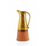 Clive Bowen (b.1943) Pitcher slip-decorated with honey and green glaze impressed potter's seal
