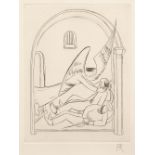 Frances Richards (1903-1985) An Angel's Visit signed with initials in pencil (lower right) etching