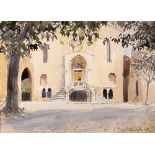 Lucy Willis (b.1954) Church Square, Grasse, 1993 signed and dated (lower right) watercolour 31 x