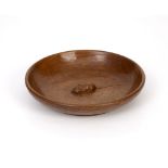 Robert Thompson of Kilburn (1876-1955) Mouseman circular bowl oak carved mouse signature 29cm