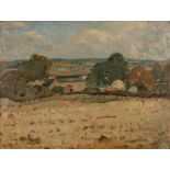 20th Century Impressionist School Farmhouse and fields indistinctly signed (lower left) oil on