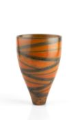 Duncan Ross (b.1943) Vase burnished terra sigillata with zig-zag pattern incised potter's monogram
