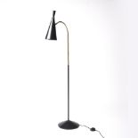 G. A. Scott For MacLamp Floor lamp, circa 1958 adjustable goose neck with black shade 1155cm high