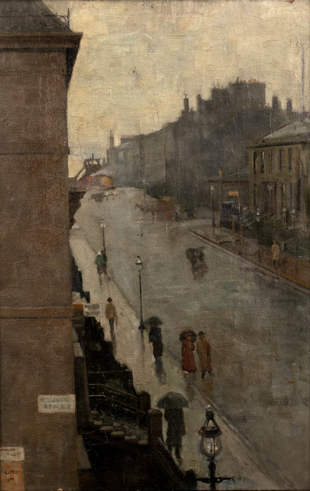 J. McNulty (20th Century) Wellington Street, Glasgow signed (lower left) oil on canvas 44.5 x