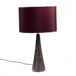 Mid-Century School Table lamp, probably French conical form made from serpentine marble with red