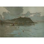 Nelson Dawson (1859-1941) Scarborough signed and titled in pencil (in the margin) woodblock 27 x