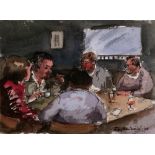 Roy Hammond (b.1934) The card game, 2005 signed and dated (lower right) watercolour 13 x 18cm.