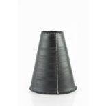 Dan Kelly (b.1953) Vessel stoneware, conical form with black glaze and two vertical white lines