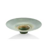 Mary White (1926-2013) Flared bowl porcelain, with graduated blue and green glaze impressed potter's