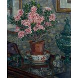 Mary Godwin (1887-1960) Still life of pink flowers in a pot signed (lower left) oil on canvas 60 x