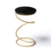 Italian School Occasional table black marble top over spiral-twist gilt metal base 49cm high.