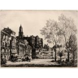 Sidney Tushingham (1884-1968) Continental town square signed in pencil (in the margin) etching 27