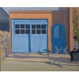 Andrew Macara (b.1944) Two Blue Doors signed (to reverse) oil on canvas 24 x 29cm.