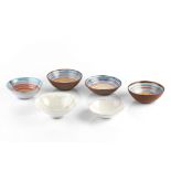 Alan Caiger-Smith (1930-2020) and Aldermaston Pottery Six glaze test bowls with various glaze