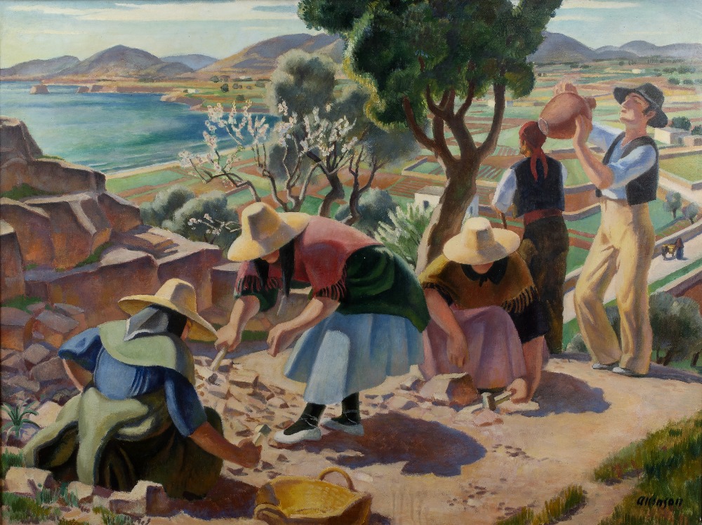 Adrian Allinson (1890-1959) The Stone Breakers signed (lower right) oil on canvas 74.5 x 99.5cm.