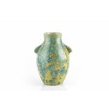 Pierrefonds Art pottery vase green crystalline glaze painted and impressed mark 23.5cm high.