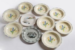 Susie Cooper (1902-1995) for Crown Burslem Set of eight shallow bowls printed and impressed