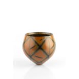 Duncan Ross (b.1943) Bowl burnished terra sigillata with x-shaped patterns incised potter's monogram