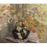 Ethel Gabain (1883-1950) Flowers in a black vase signed (lower right) oil on canvas 64 x 75cm.