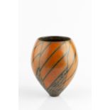 Duncan Ross (b.1943) Vase seedpod form, burnished terra sigillata with geometric patterns incised