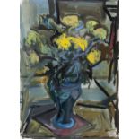 Tony Wild (b.1941) Flowers in a Blue Vase, 1992 signed and dated (to reverse) gouache 65 x 48cm.