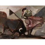 Mid-Century School Veronica - Matador and Bull, 1955 indistinctly signed 'Rafael..' and dated