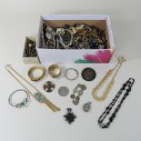 A collection of stick pins, together with a silver and costume jewellery,