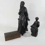 A bronzed metal figure of a lady, 43cm high,