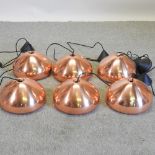 A set of six Tom Dixon copper coloured ceiling lights,