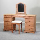 A pine dressing table, 140cm,