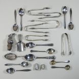 A collection of silver and plated items,