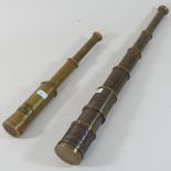 A reproduction German brass telescope, together with a marine telescope,