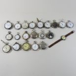 A collection of mainly 19th century pocket watches, to include two silver pair cased pocket watches,