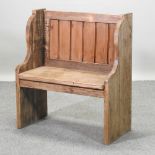 A hand made small pine pew,