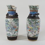 A pair of 19th century oriental crackle glazed vases,