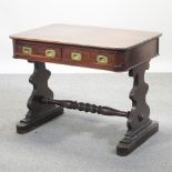 A Victorian mahogany campaign sofa table,