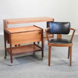 A 1960's teak trolley, 68cm,